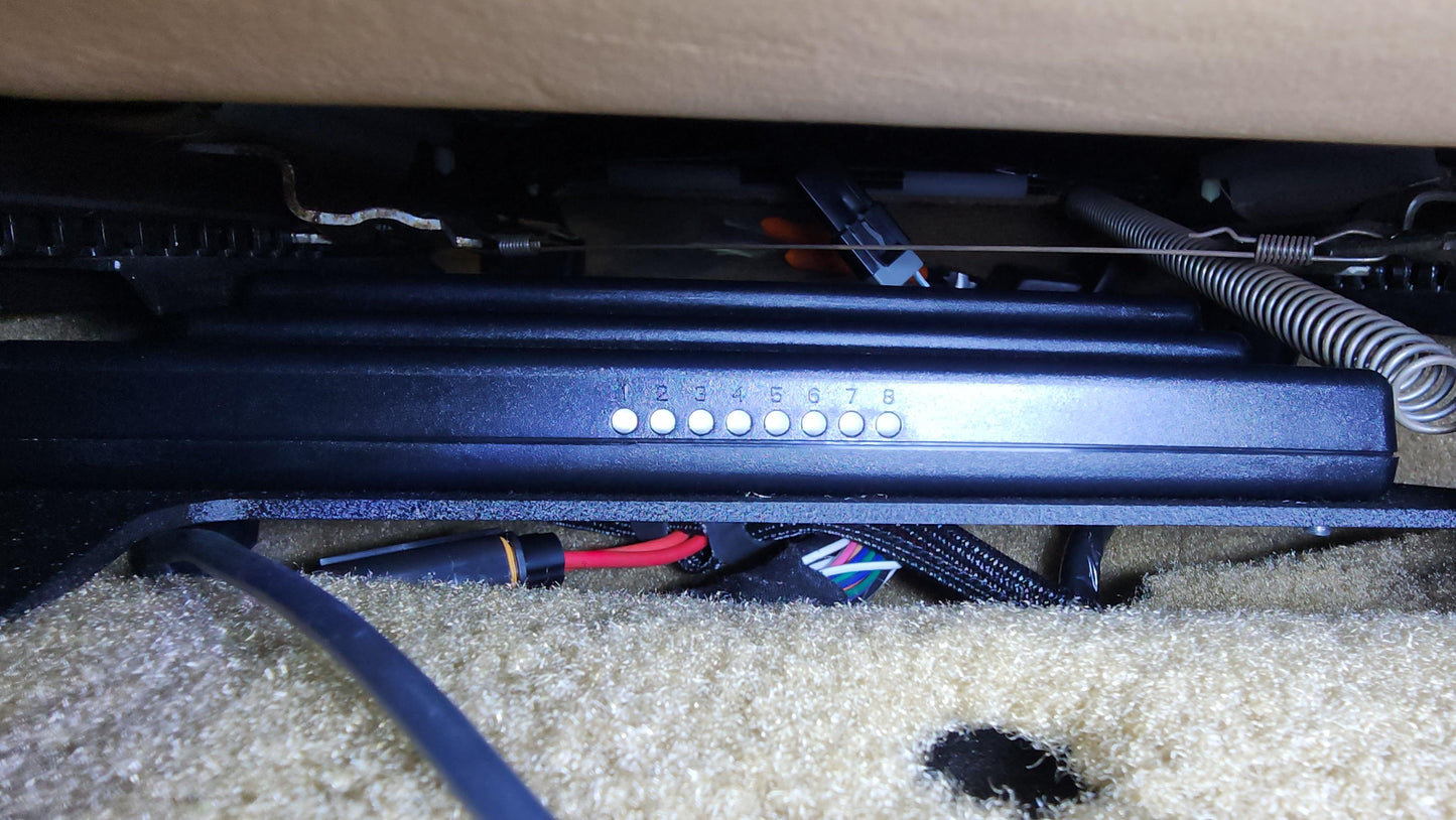 Nocturnal Automotive / Auto Bracket for: Holley EFI ECU - Terminator X Max - Seat installed, view of indicator lights and fitment